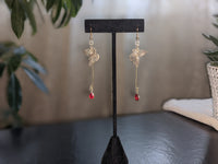 Red butterfly dew drop earrings