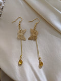 Yellow butterfly dew drop earrings