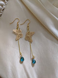 Blue butterfly dew drop earrings