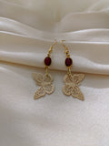 Red butterfly drop earrings