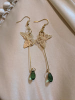 Green Swarovski butterfly dew drop earrings