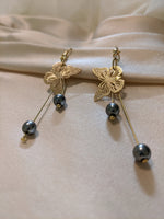 Pearl butterfly dew drop earrings