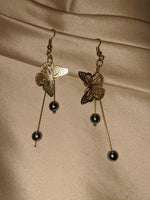 Pearl butterfly dew drop earrings