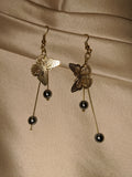 Pearl butterfly dew drop earrings