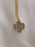 Gold plated cz cactus necklace