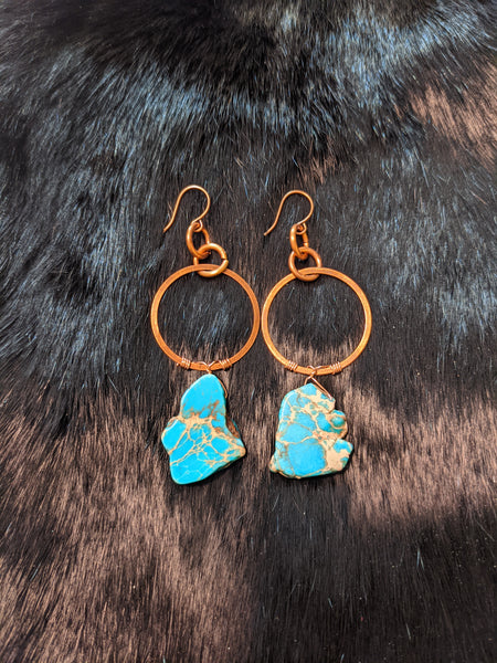 Copper and turquoise earrings