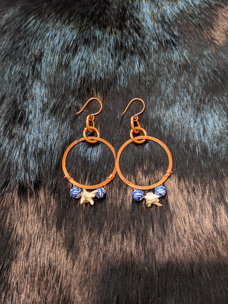 Copper and porcelain rattlesnake earrings