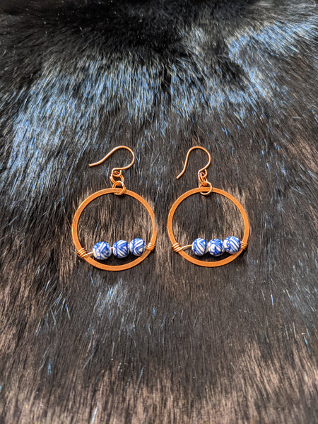 Copper and porcelain earrings