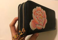 Peony double zip wallet