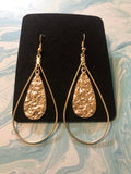 Gold hammered drop earrings