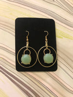 Circle stone dangle earrings