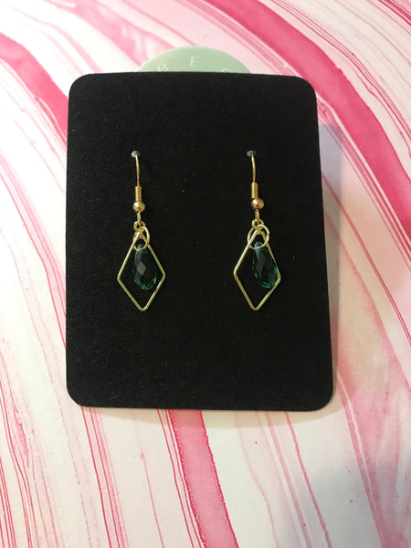 Dainty green diamond drops