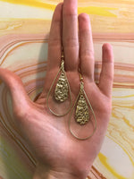 Gold hammered drop earrings