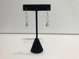 Silver chained green swarovski drop earrings