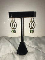 Green Swarovski modern drop earrings