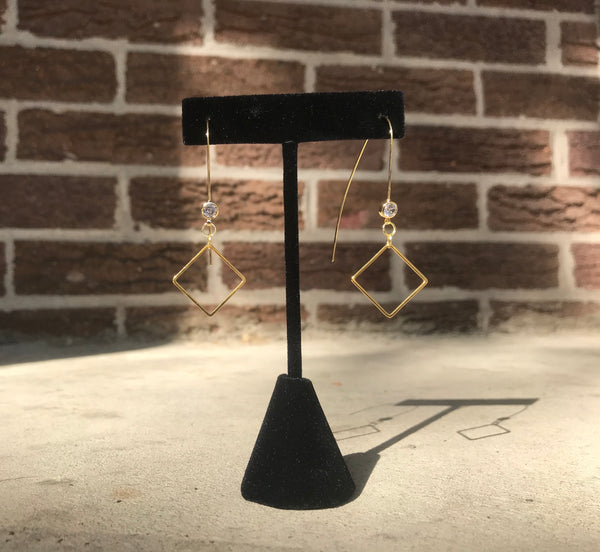 Diamond drop threader earrings