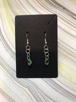 Silver chained green swarovski drop earrings