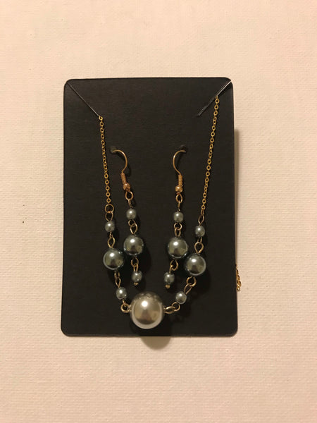 Pearl drop earrings and matching necklace set