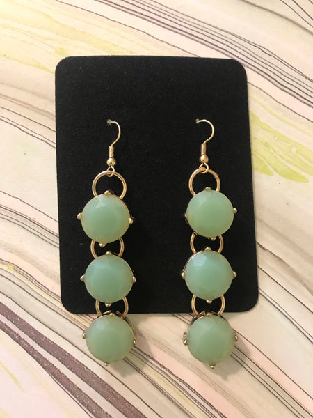 Triple stone dangle earrings